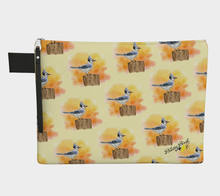 Charger l'image dans la galerie, Bird pattern make up bag with zipper blue jay made in Canada
