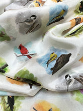 Charger l'image dans la galerie, Fashion scarf Canadian birds pattern cardinal blue jay hummingbird goldfinch owl