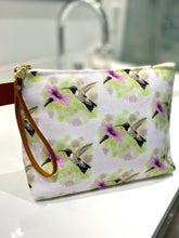 Load image into Gallery viewer, Bird pattern make up bag with zipper hummingbird made in Canada