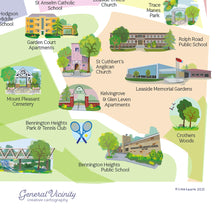 Charger l'image dans la galerie, Artist made map of Leaside Bennington Heights Toronto neighbourhood