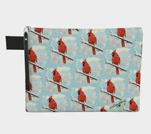 Charger l'image dans la galerie, Bird pattern make up bag with zipper Cardinal made in Canada