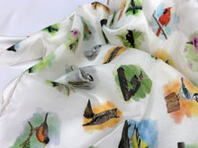 Charger l'image dans la galerie, Fashion scarf Canadian birds pattern cardinal blue jay hummingbird goldfinch owl